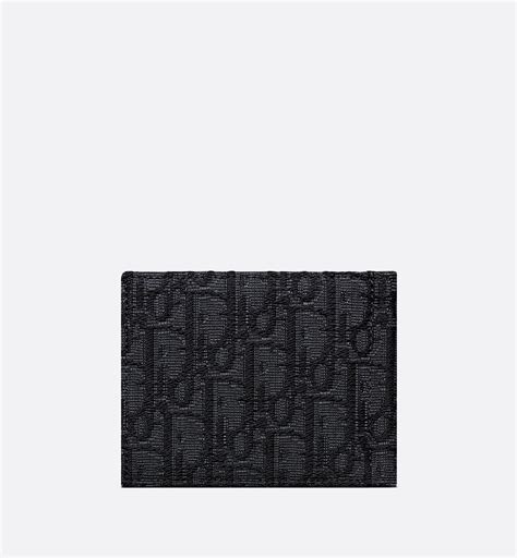 Long Flap Wallet Black Dior Oblique Jacquard 